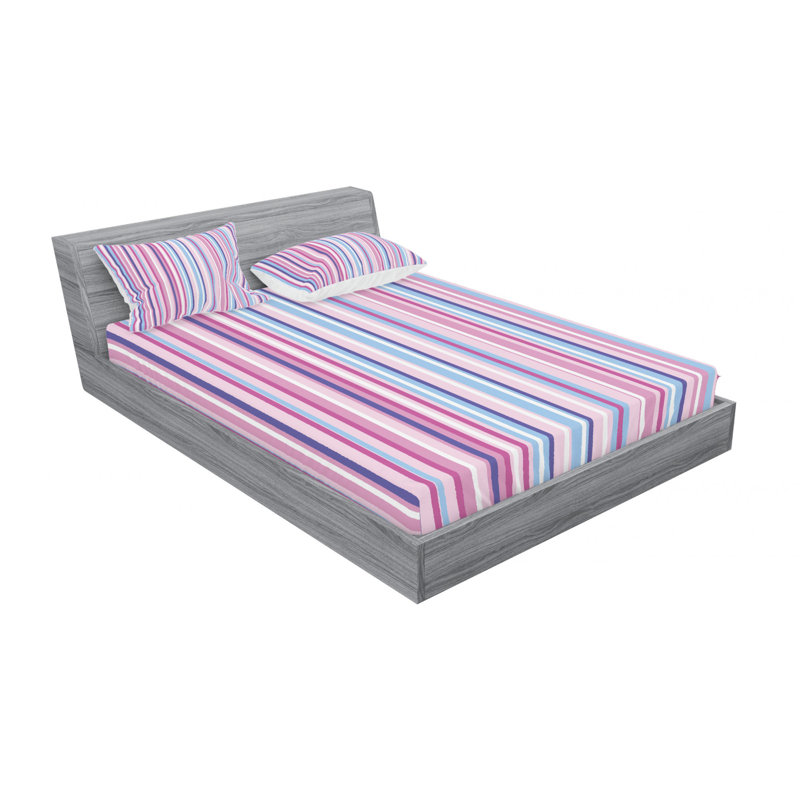 Queen Multicolor Microfiber Striped Bedding Set