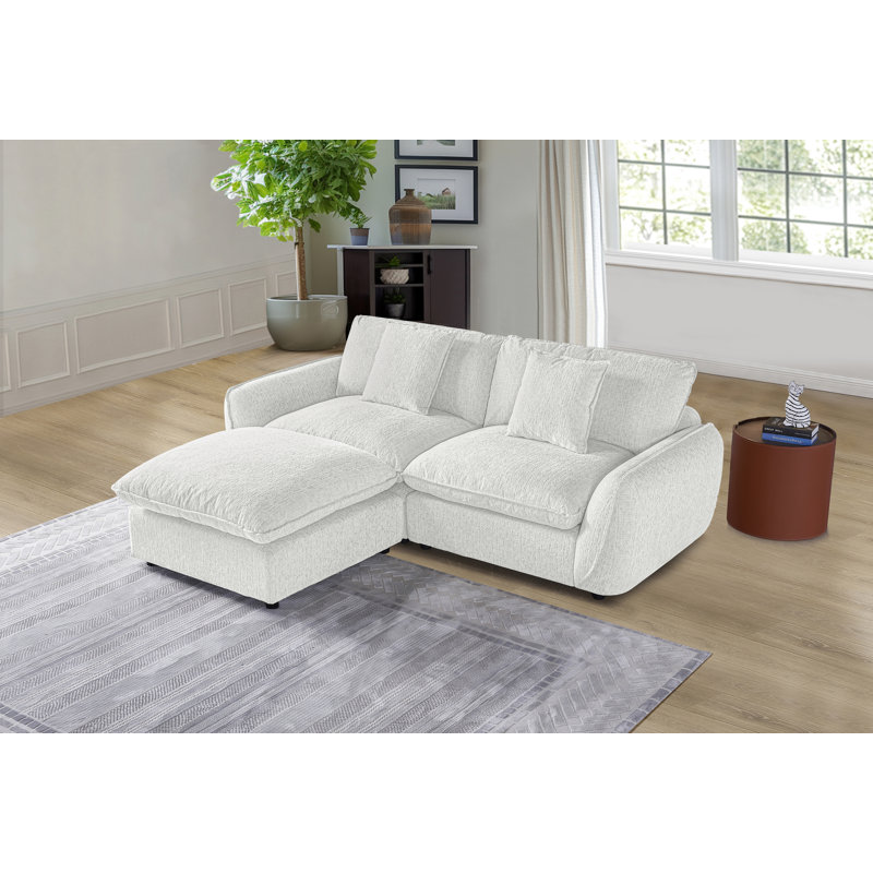 Modular Sofa With Ottoman, White