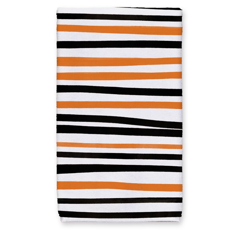 KitchenAid Hand Dish Towel Kitchen Cloth Orange Stripe Dots