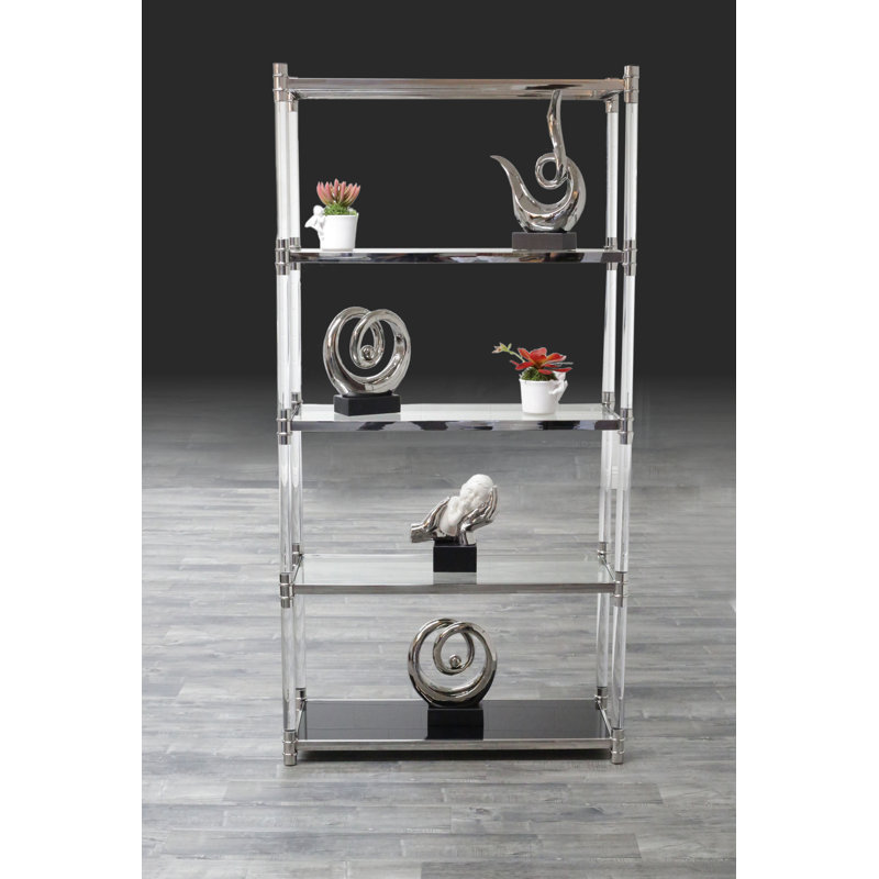 Varossi Etagere Bookcase, Polished Silver