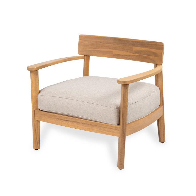 Mallorca Acacia Wood Club Chair With Seat Cushion, Set Of 1