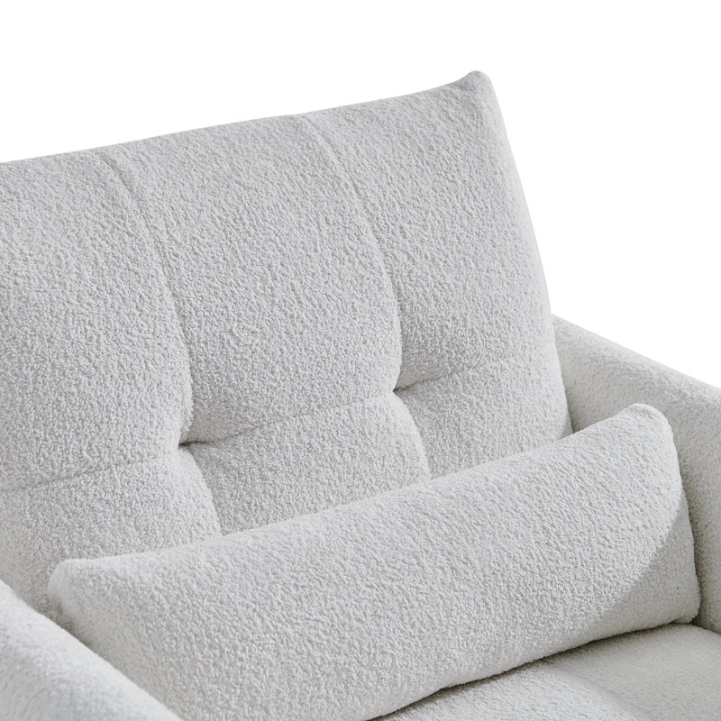 Canapé simple en velours de 33,86 po avec coussin décoratif, fauteuil à 2 accoudoirs en bois massif pour la chambre à coucher, le bureau et le salon