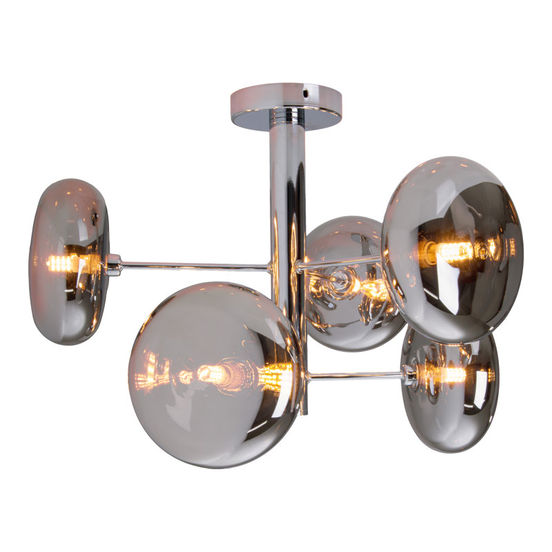 Azir Glass Semi Flush Mount, Chrome
