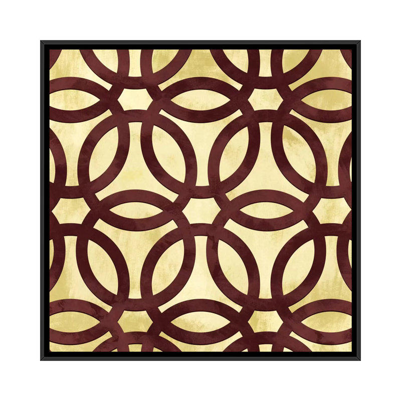 Albree Modern Rings, impression sur toile, H 37 po x l 37 po x P 1,5 po, Toile avec cadre flottant noir, Pas de tapis
