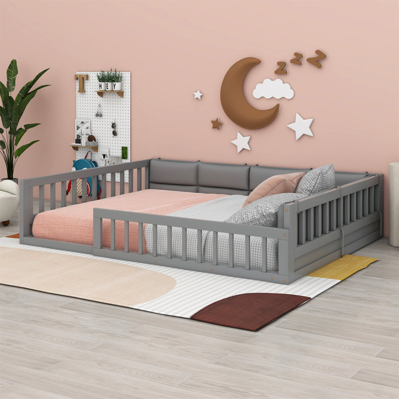 Lit plateforme tapissier Jayzen, gris