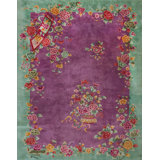 Rectangle Purple 1920s Antique Room Size Chinese Wool - Art Deco Knotted Rug