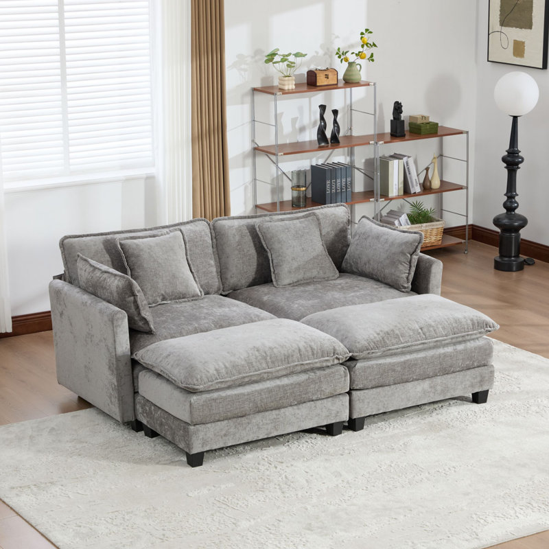 Canapé-lit modulaire avec canapé-lit surdimensionné Schmucker, Gris chenille, H 33 po x l 78 po x P 35 po