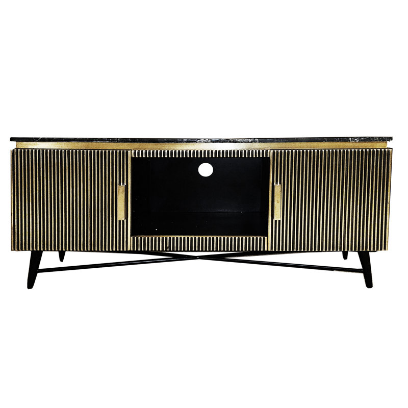 Gregario Brass 59in TV Console with Marble Top
