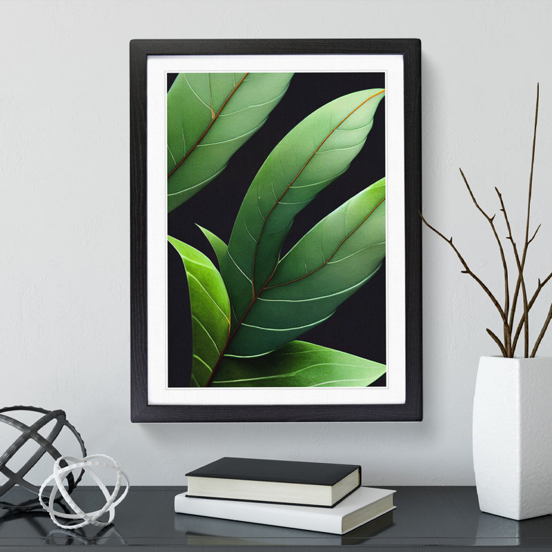 Flowing Leaves - Single Picture Frame Painting, Black, 64cm H x 46cm W x 2cm D