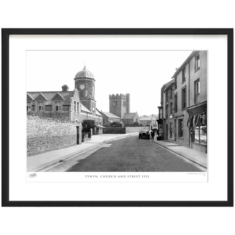 Tywyn, Church And Street 1921 by Francis Frith - Single Picture Frame Print, 40cm H x 50cm W x 2.3cm D