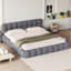 Bubble Tufted Upholstered Bed Frame with Slatted Base, Tatami Bed with Headboard, Low Padded Bed, Linen, No Mattress-1118504688-1298045813