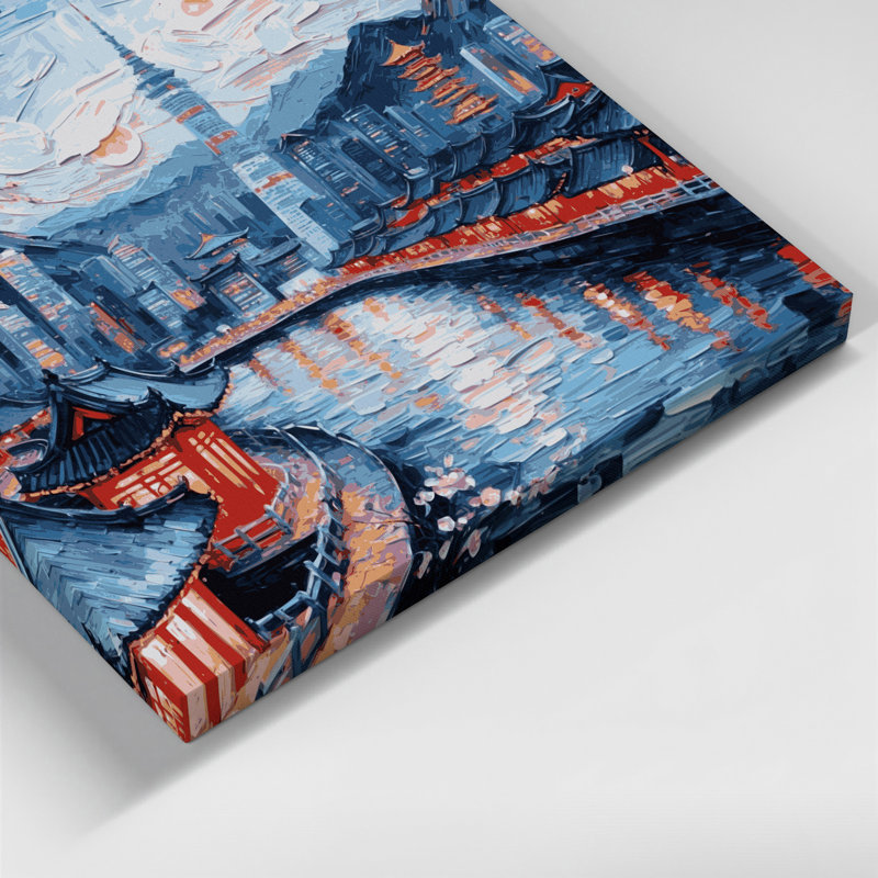 Art mural sur toile gris, "Cities Séoul", H 11 po x l 14 po