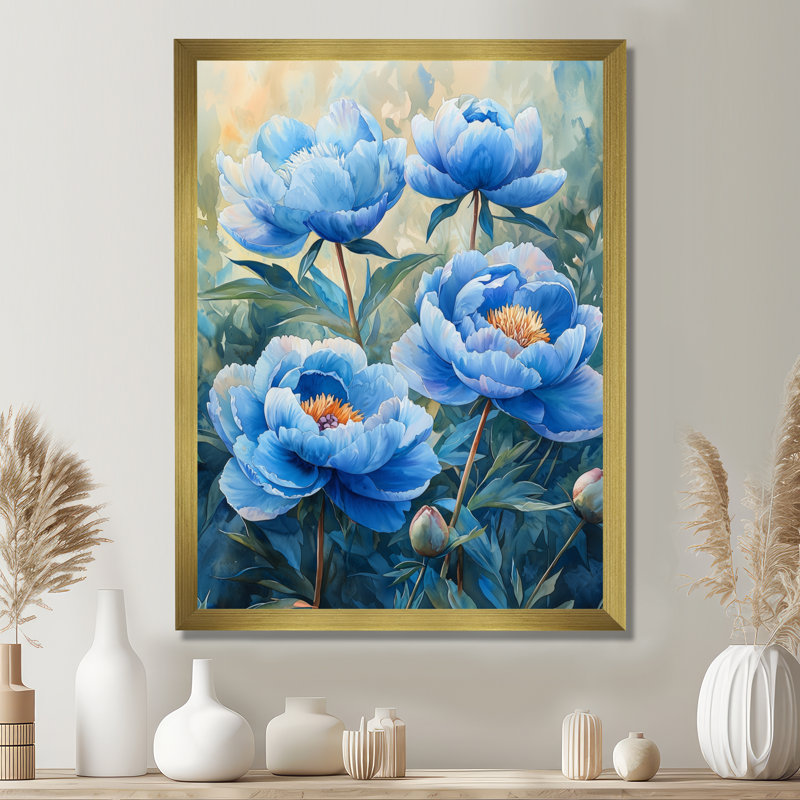 Kristina - décoration murale florale, Impression d'un seul cadre photo, H 44 po x l 34 po, Doré