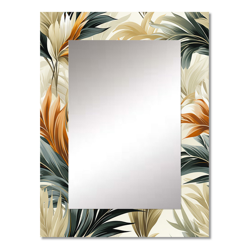 Carmellia éléments naturels motif tropical - miroir décoratif tropical, botanique, grand miroir mural floral, impression d'art en métal