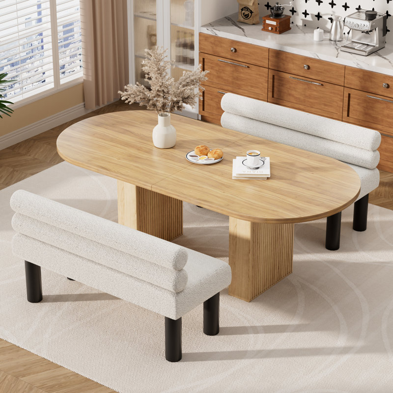 Banc de salle à manger en bois 62 po Atherton, Brun, Blanc/Noir