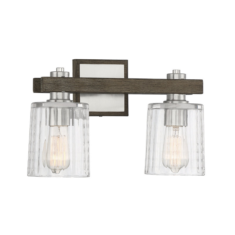 Chesler 2-Light Dimmable Vanity Light in Satin Nickel/Gray, Satin Nickel/Gray