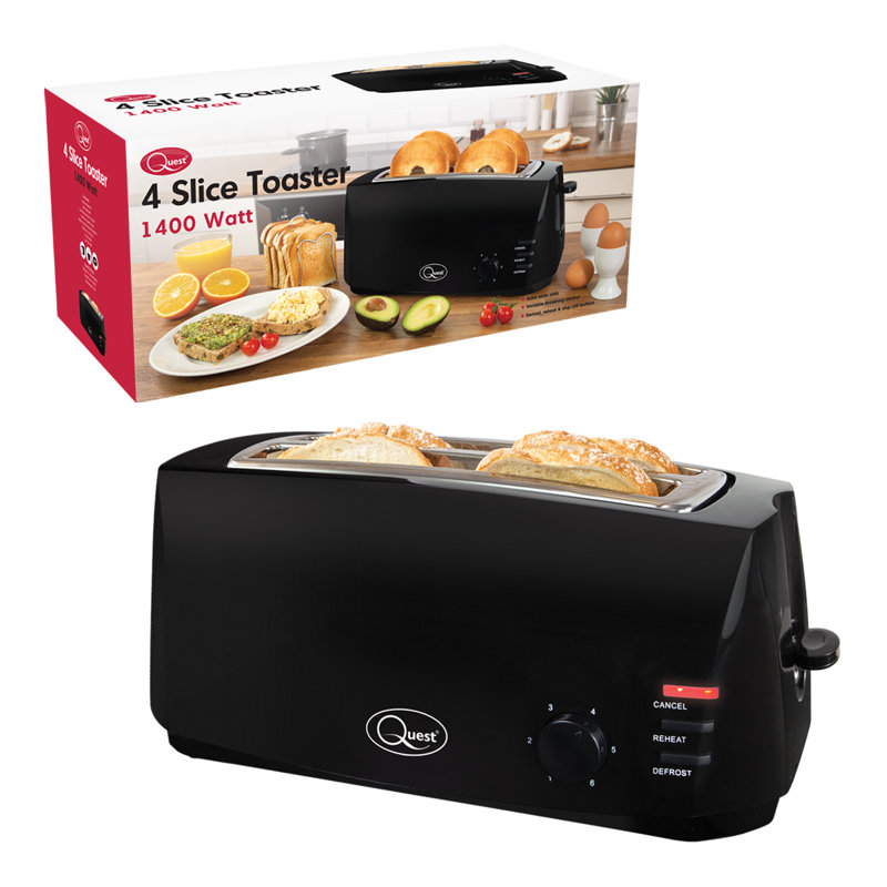 4 Slice Cool Touch Toaster, Black