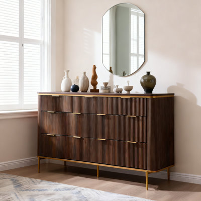 Modern 7-drawer Wooden Chest Of Drawers, Storage Cabinet Dresser With Metal Handles, Wide Bedroom Organizer