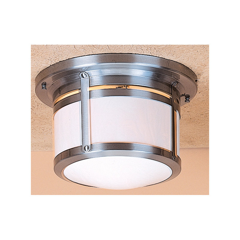 Berkeley 2 - Light Flush Mount, Pewter, White Opalescent, 8.5" H x 13.75" W