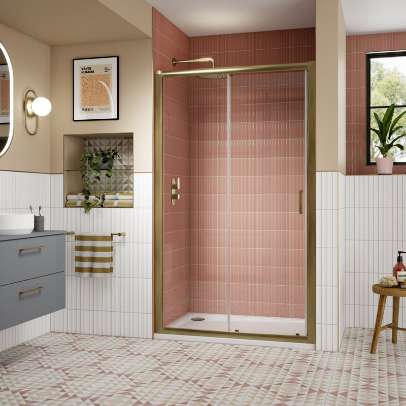 Lucie 1390 mm W Sliding Framed Shower Door with Clear Glass