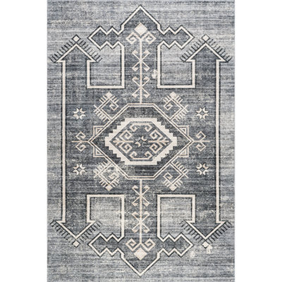 Marylene Machine Woven Polyester Area Rug in Grey