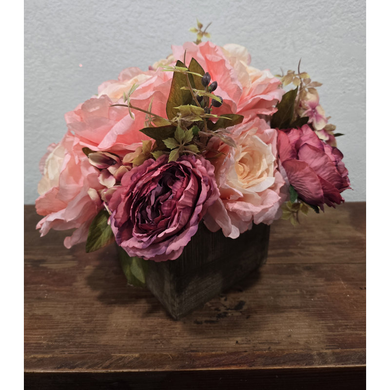 Pink Rose And Hydrangea Centerpiece