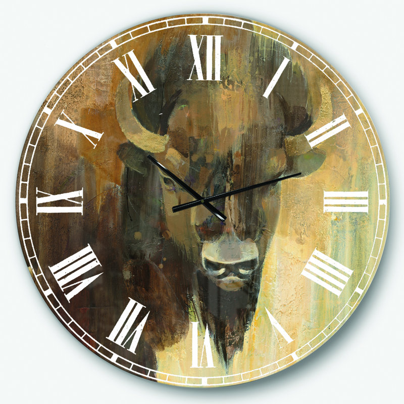 Into the Wild Gold Buffalo - Farmhouse Wall Clock, Large