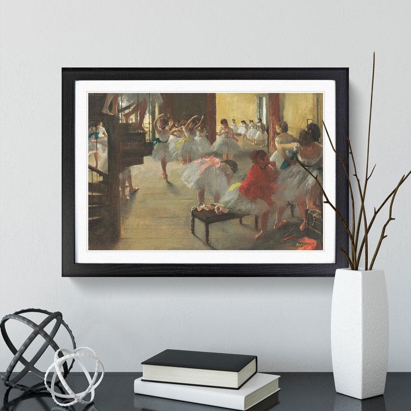 The Ballet Ballerina Dancers in Class by Edgar Degas - Picture Frame Painting, 48cm H x 65cm W x 2cm D, Black