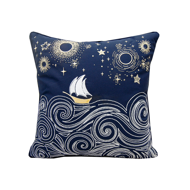 Embroidered Outdoor Throw Pillow