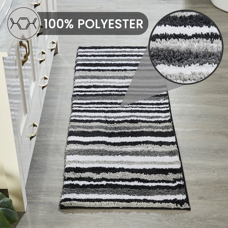Griffie Non-Slip Bath Rug, Gray, 3 PCs Set (20" x 20" | 20" x 32" | 20" x 60")