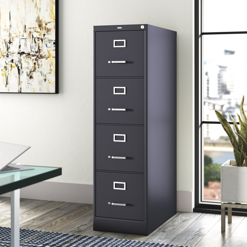 Pabel 15'' Wide 4 -Drawer File Cabinet, Black