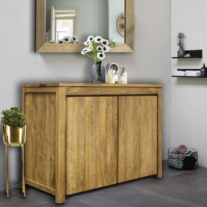Armoire à linge autoportante en bois massif l 48 po x H 34 po x P 20 po Erna