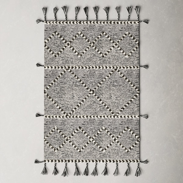 Kalista Geometric Handmade Tufted Wool Black/Cream Area Rug & Reviews ...