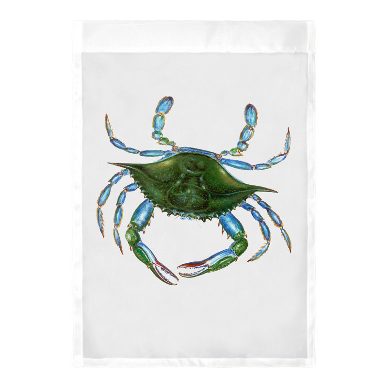 Drapeau maison en polyester femme crabe, H 18 po x l 12 po, Blanc