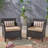 2Pcs Outdoor St Chairs - Waterproof Fabric Cushions Brown + Tan Comfy ( Of 2) Pe With Iron Stylish