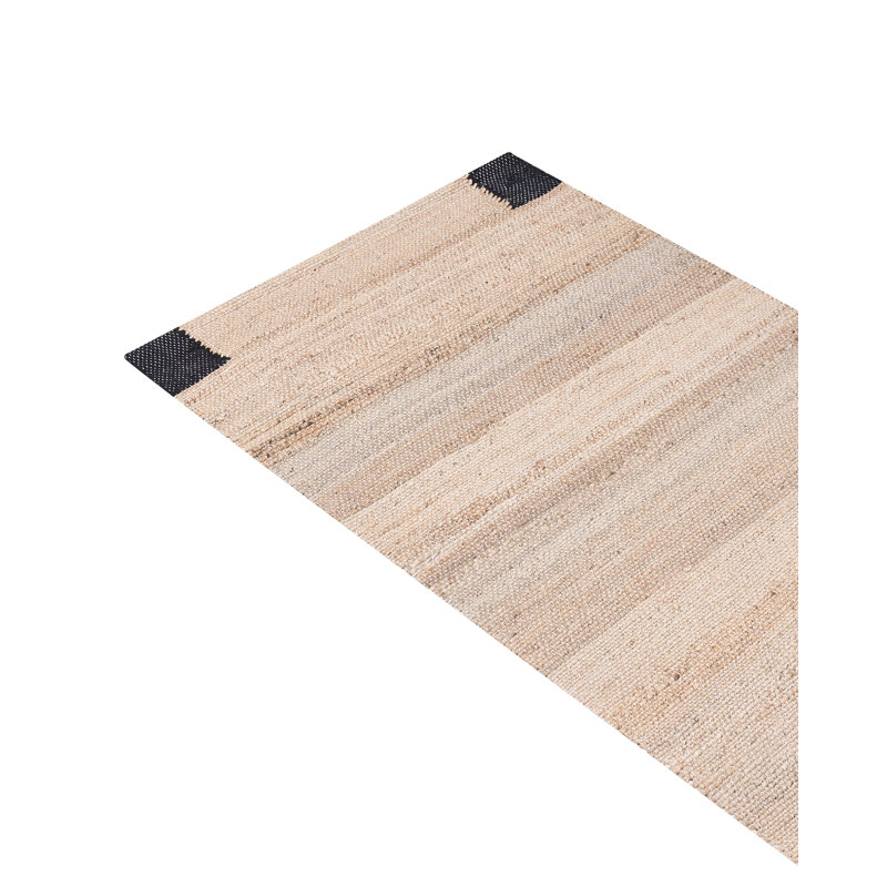 Rug AMRAVATI Light Beige Jute, Beige/Black, Rectangle 80 x 300 cm