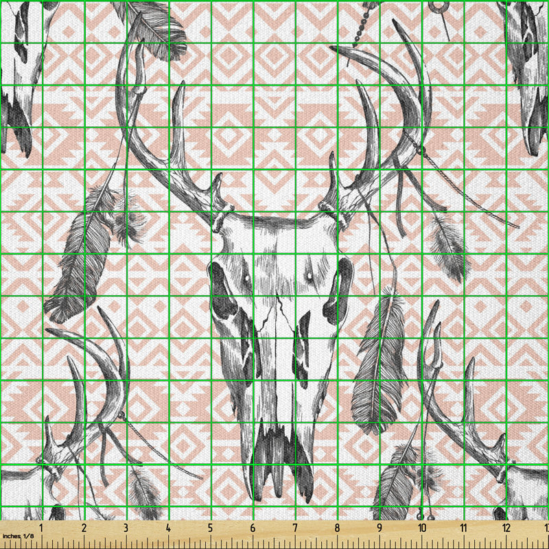 Debrra Prehistoric Deer Skull Feathers Multi-Purpose Fabric