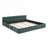 Deep blue luxury California King upholstered platform bed, thick chenille fabric solid frame with headboard, no box spring needed