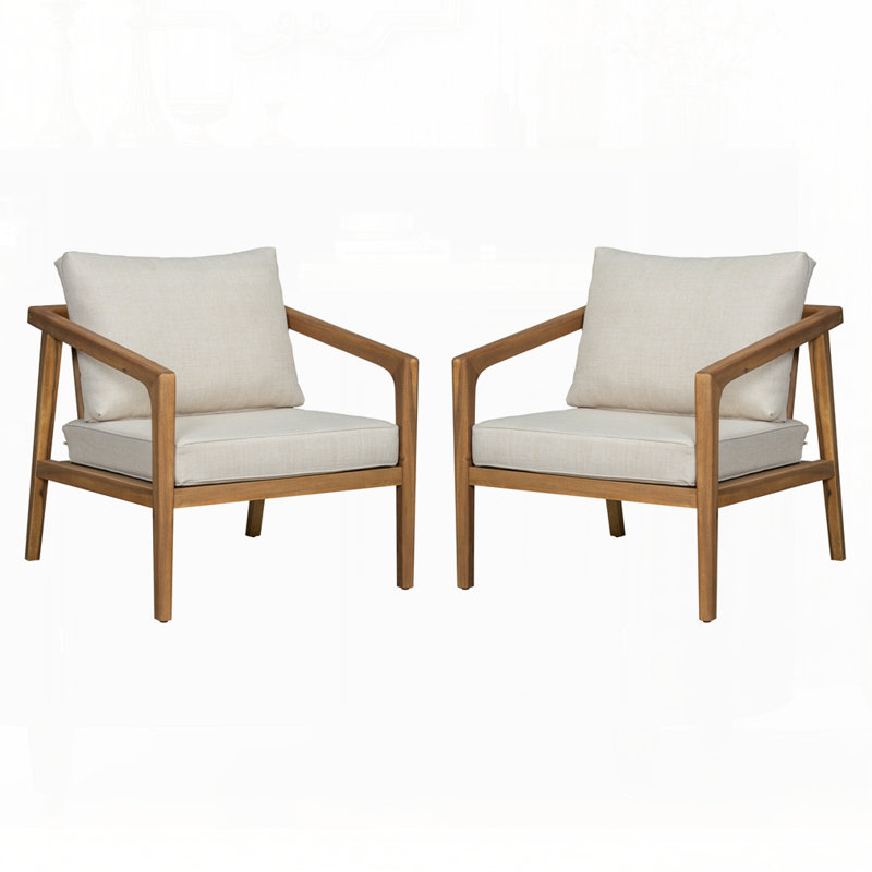 Fauteuil club d'extérieur en bois d'acacia (ensemble de 2)