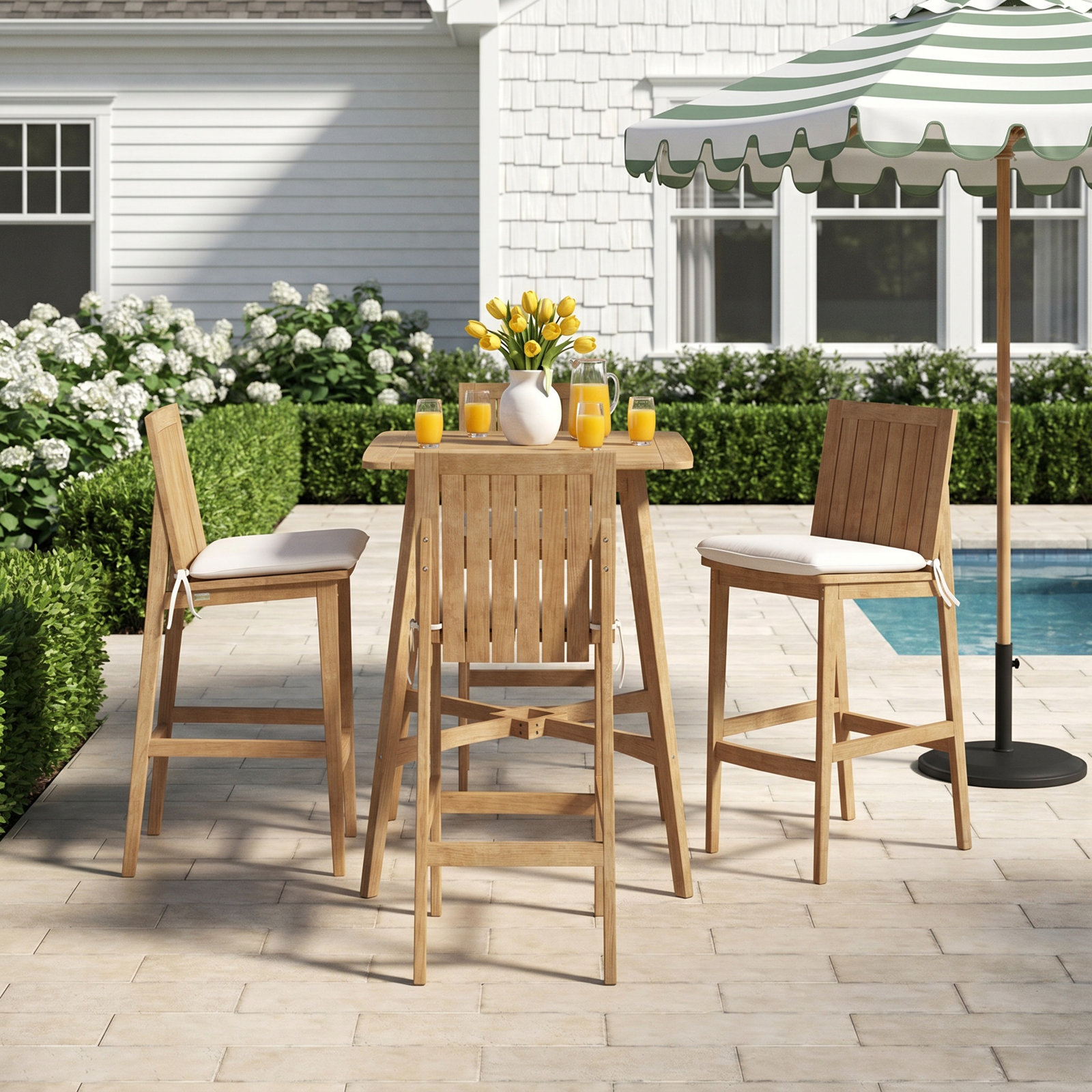 Square 4 - Person Outdoor Dining Set with Cushions, White