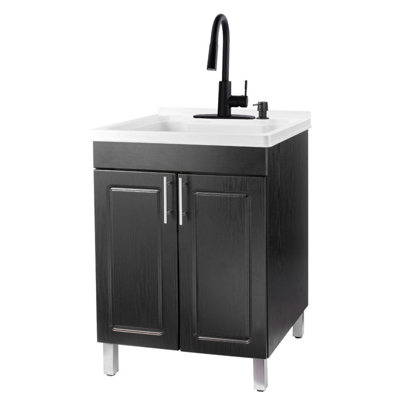 Hameeda 25" W Single Laundry Room Vanity Set, Black