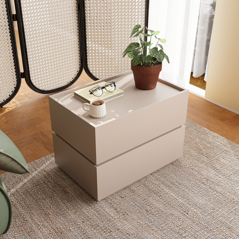 Heckman Modern Modular Nightstand,with 2 Drawers For Bedroom, Modular Assembly, Beige