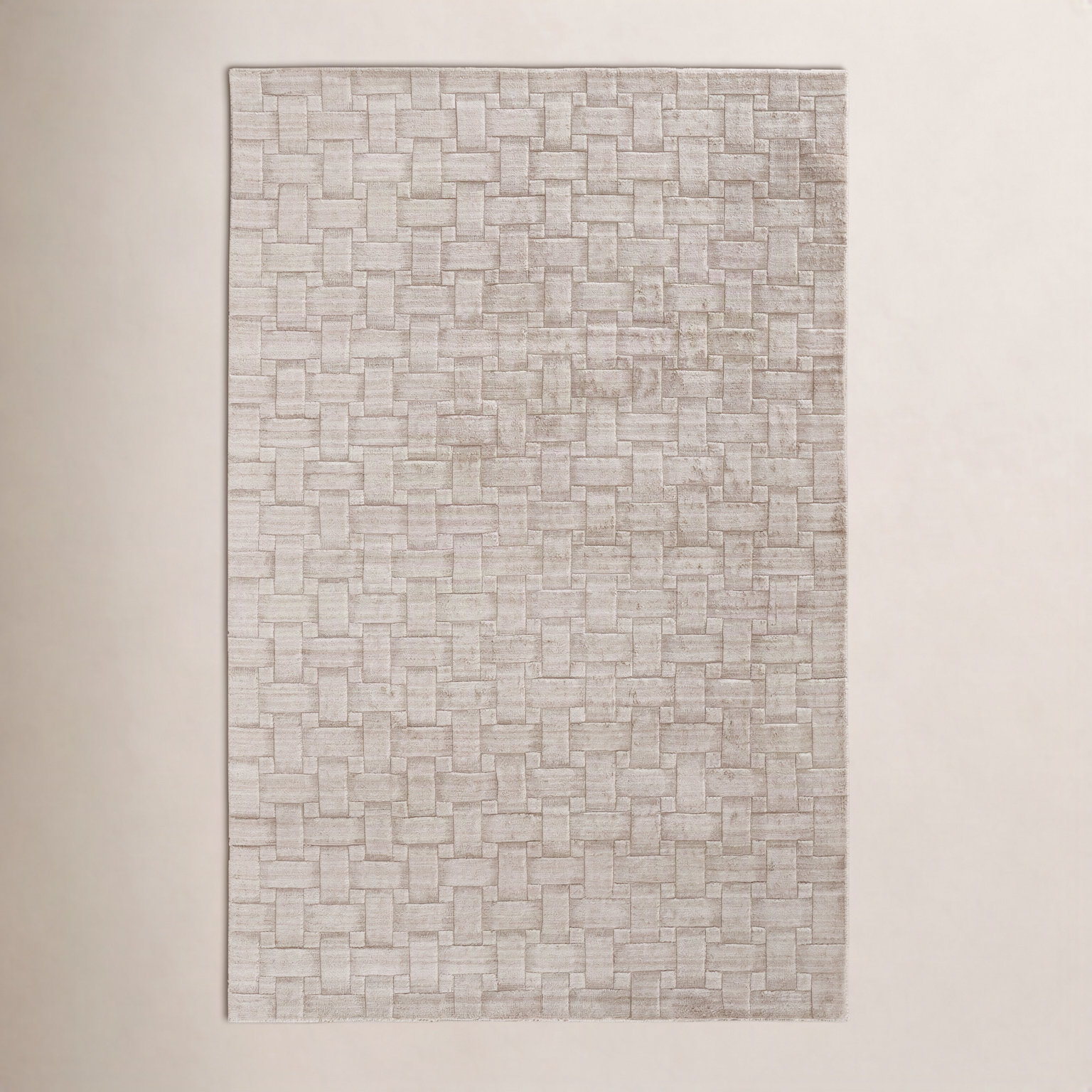 Shanta Beige Hand-Woven Geometric Viscose Rug, Rectangle 2' x 3'
