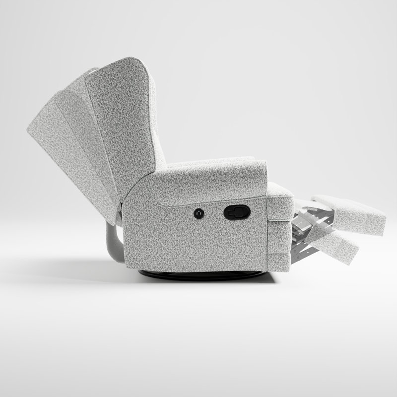 Salt and Pepper Boucle Swivel Recliner with USB Port