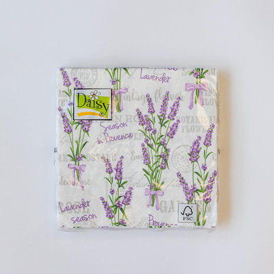 Set Of 20 Charming Lavender Sprigs And Soft Purple Bows Napkins
