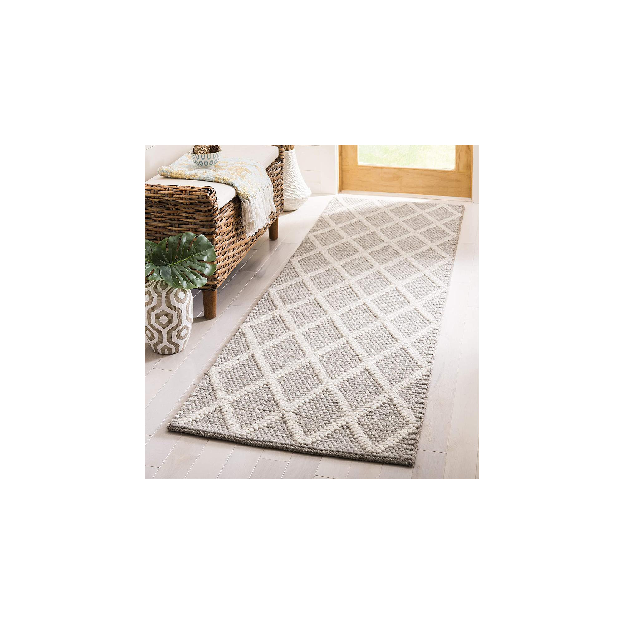Russo Geometric Handmade Flatweave Gray Area Rug, Runner 2'3" x 16'