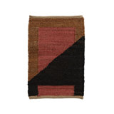Flatweave Rectangle 5' x 7' Hemp Area Rug in Black/Brown/Pink