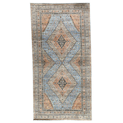High-Quality Hand-Knotted Blue And Rust Area Rug