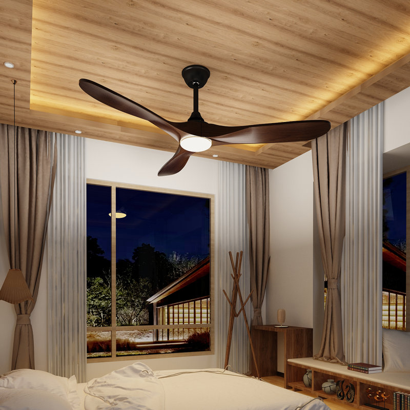 Ventilateur de plafond standard intelligent à 3 pales de 59,8 po avec télécommande et éclairage inclus Bhradain