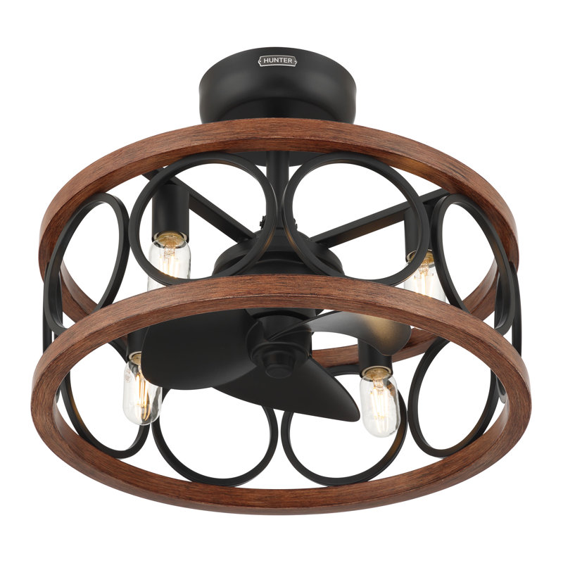 Hunter 22 inch Haven Fandelier Ceiling Fan with Light Kit and Handheld Remote, Matte Black, Matte Black